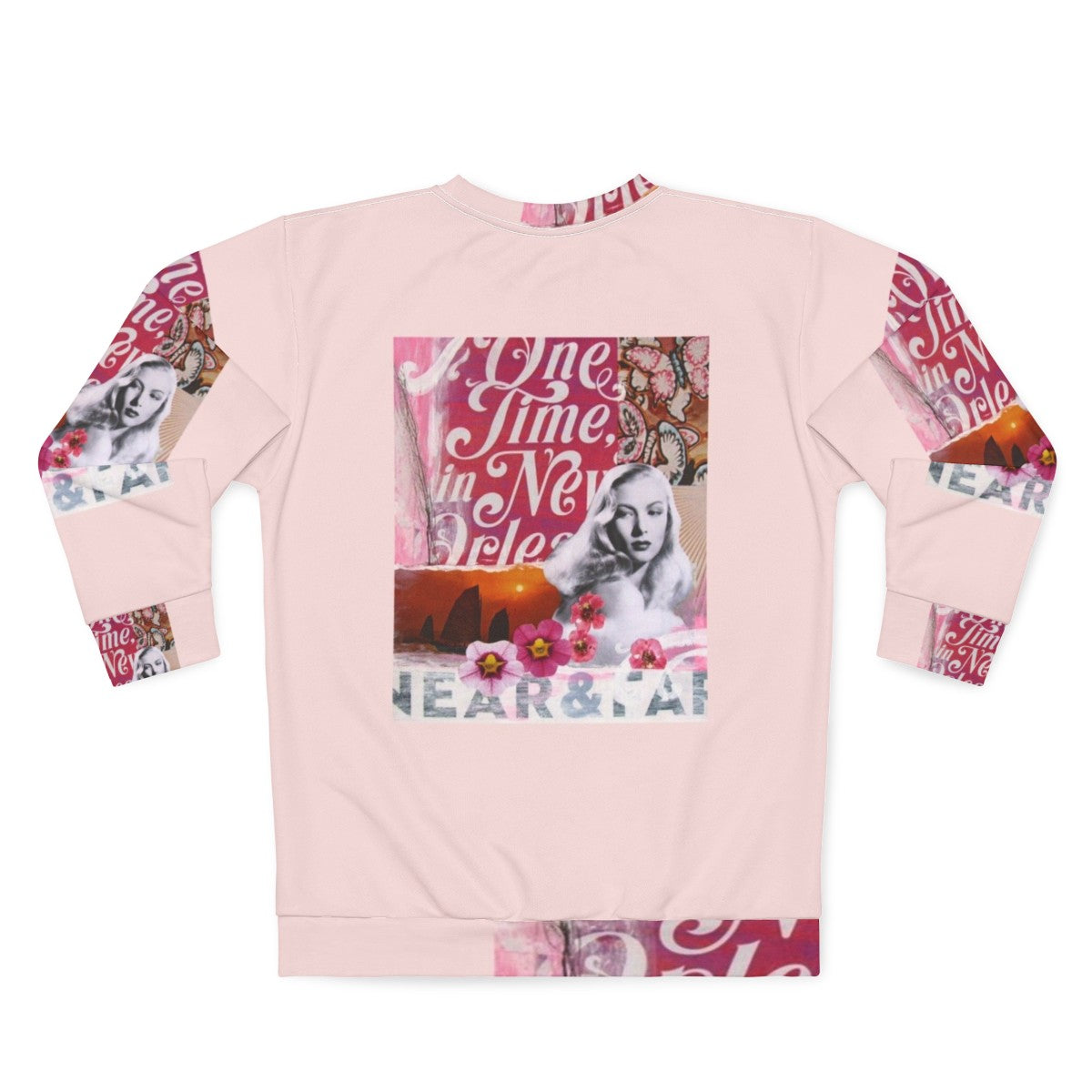 Veronica Lake Collage Sweatshirt featuring vintage paper art of the classic Hollywood actress - Back