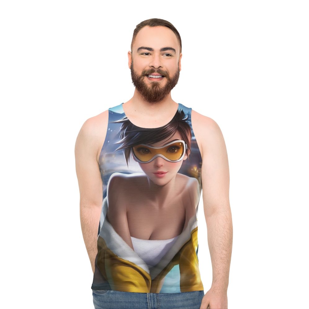 Anime-inspired hot spring tank top with Tracer design - men