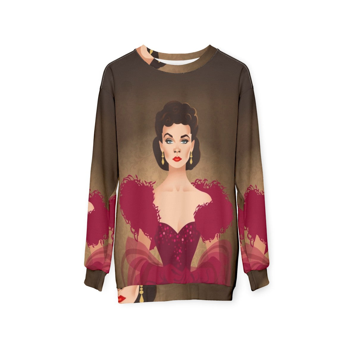 Burgundy dress sweatshirt with Alejandro Mogolloart design - hanging