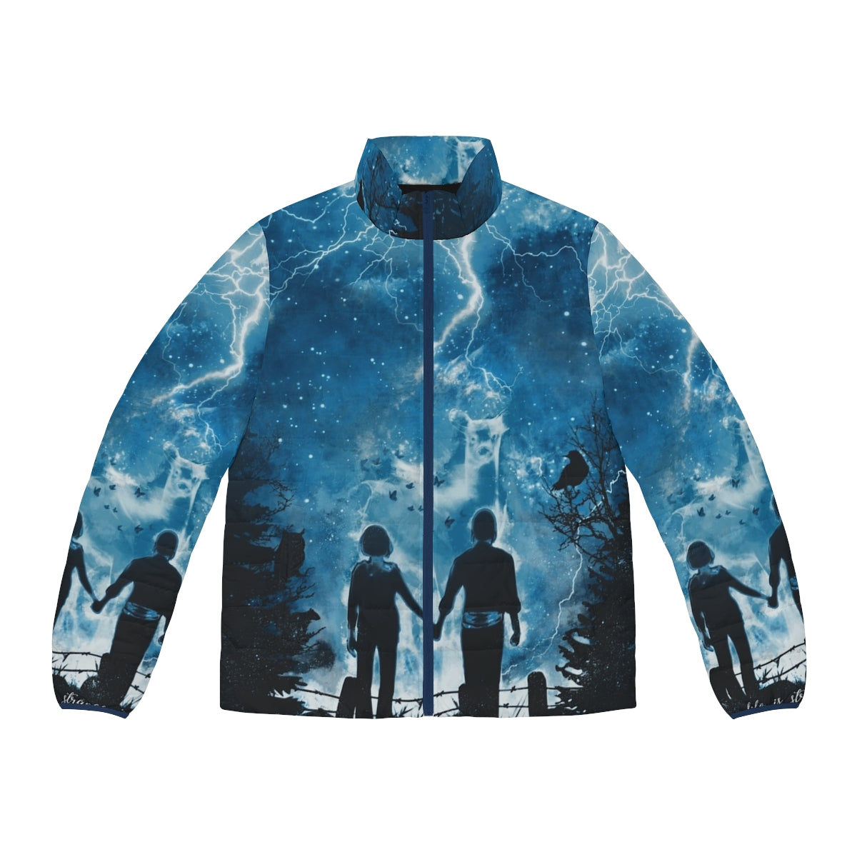 Puffer jacket with Life is Strange-inspired storm and nature design