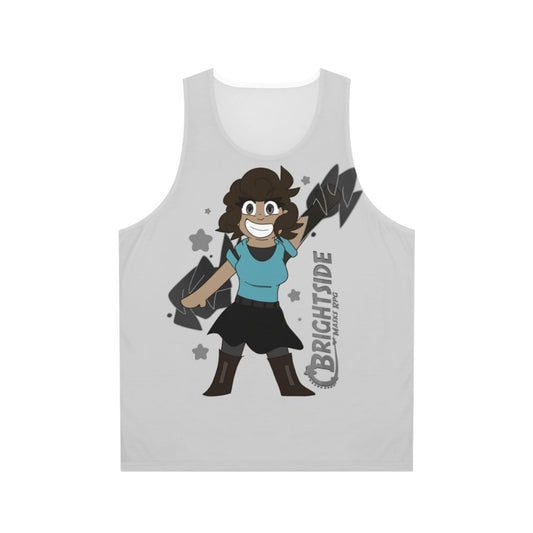 Chibi unisex tank top with superhero and villain design