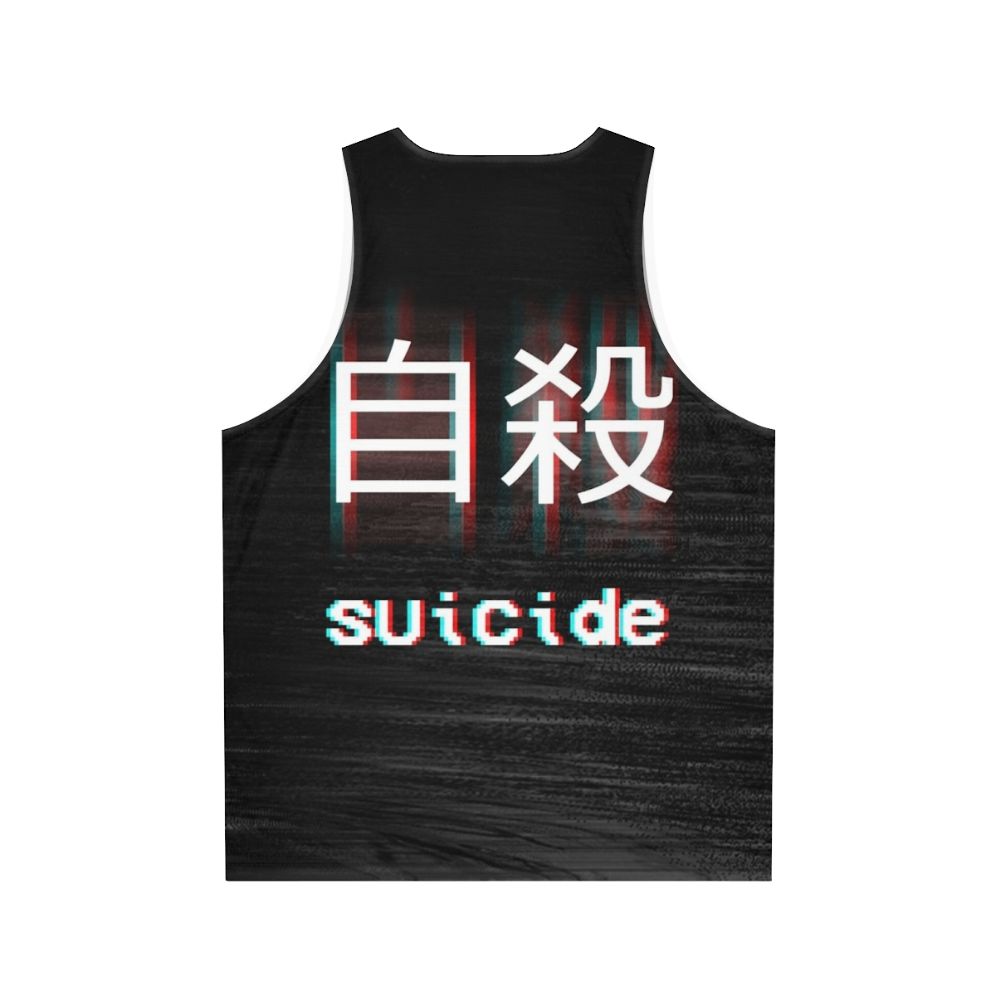 Unisex Japanese streetwear tank top with depression awareness design - Back