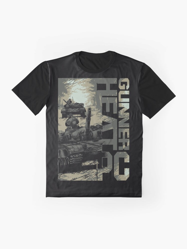 GHPC T-72 Tank Convoy Graphic Gaming T-Shirt - Flat lay