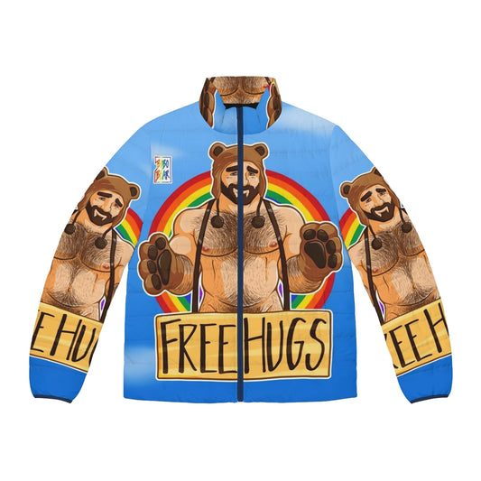 A cozy puffer jacket featuring a bear pride design, perfect for the gay bear lifestyle.