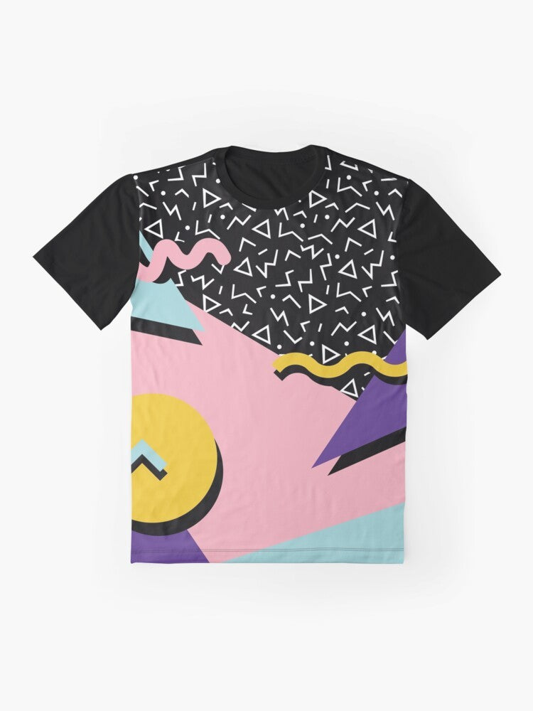 Retro 90s 80s Memphis pattern graphic t-shirt design - Flat lay