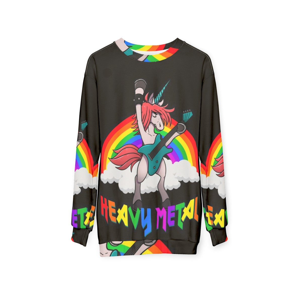 Heavy Metal Unicorn Music Guitar Sweatshirt - hanging