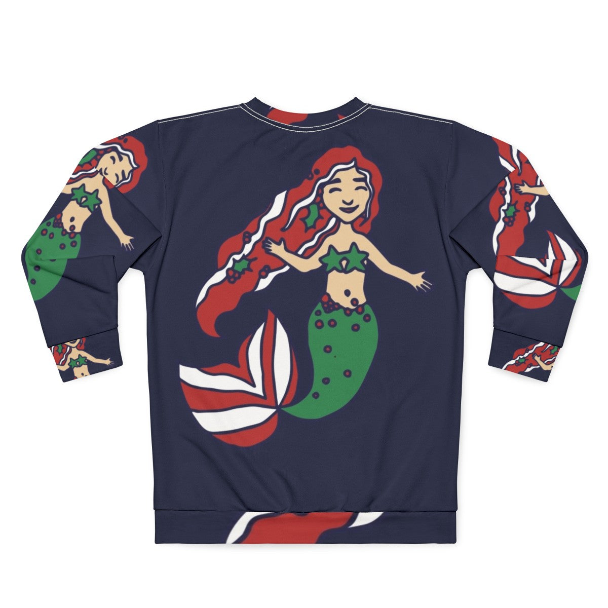 Christmas mermaid sweatshirt featuring a whimsical mermaid design - Back