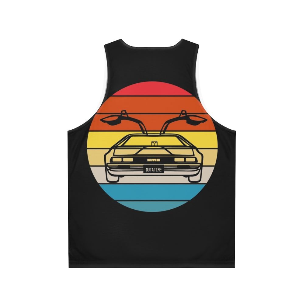 Delorean Sunset Unisex Tank Top - Back