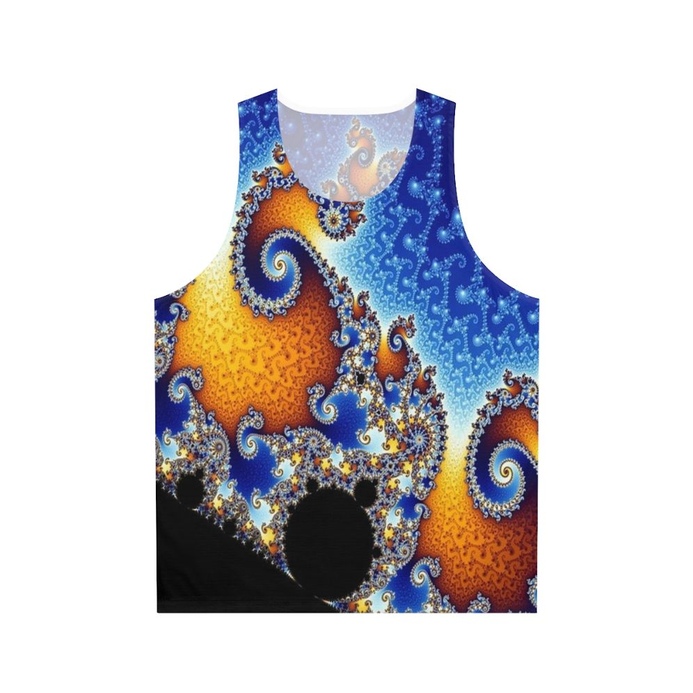 Mandelbrot fractal blue spiral unisex tank top