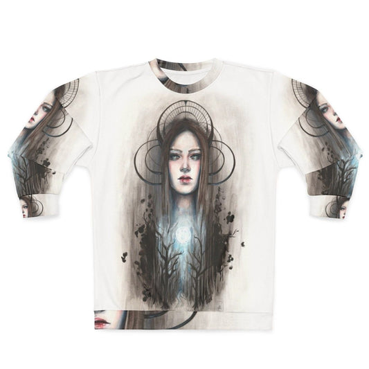 Artemis Acrylic and Ink Painting Sweatshirt featuring Greek Mythology Goddess Huntress