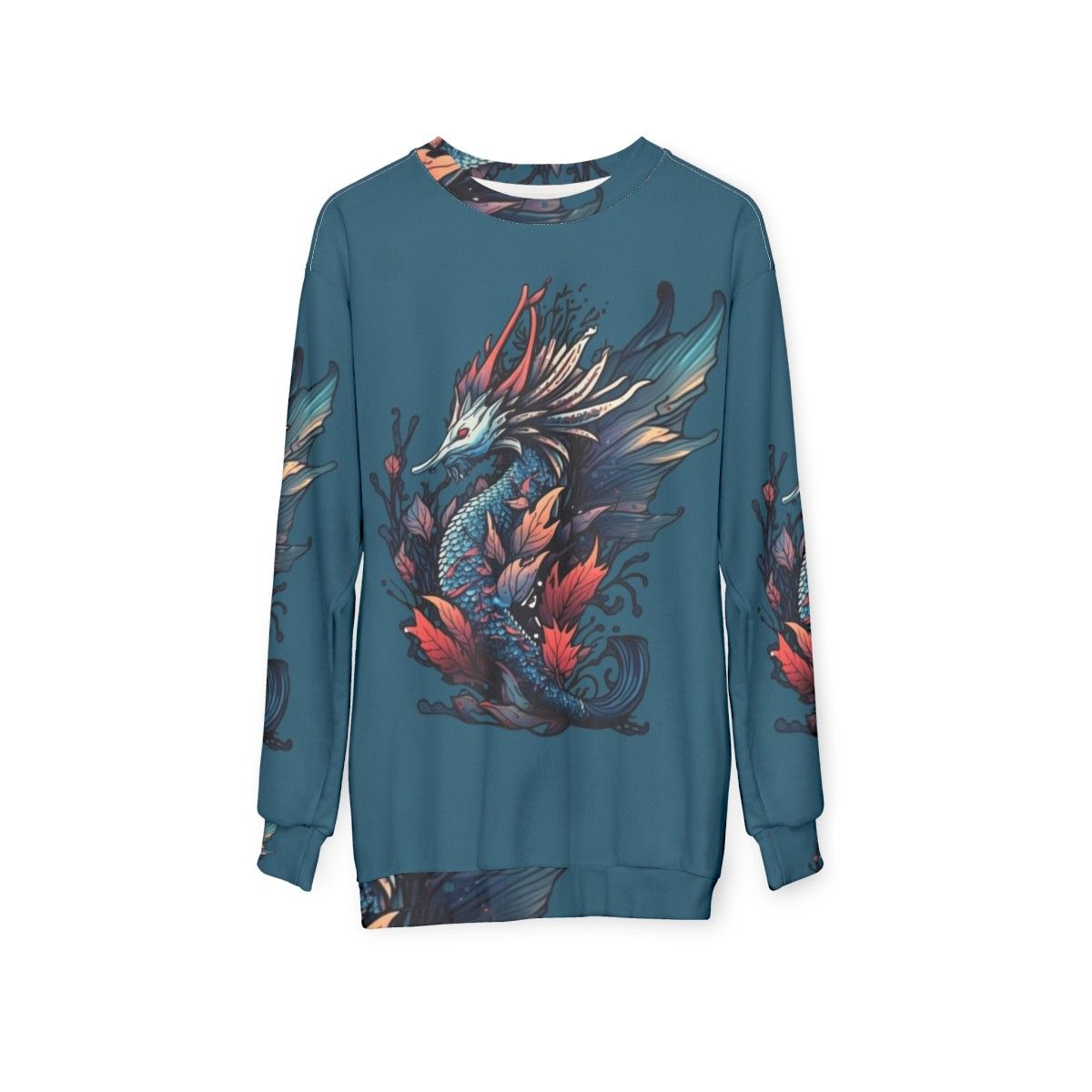 Mythical sea creatures sweatshirt featuring enchanted fantasy beasts - hanging