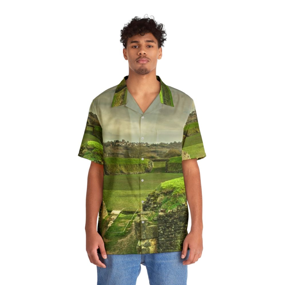 Caerleon Amphitheatre Hawaiian Shirt featuring Roman ruins in Wales - People Front