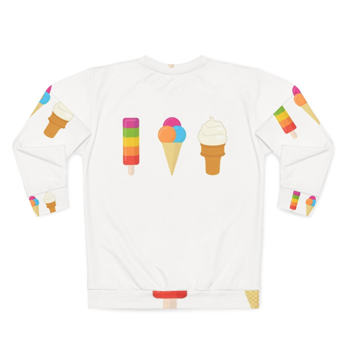 Colorful ice cream sweatshirt with popsicle, cone, and lolly pop graphics - Back