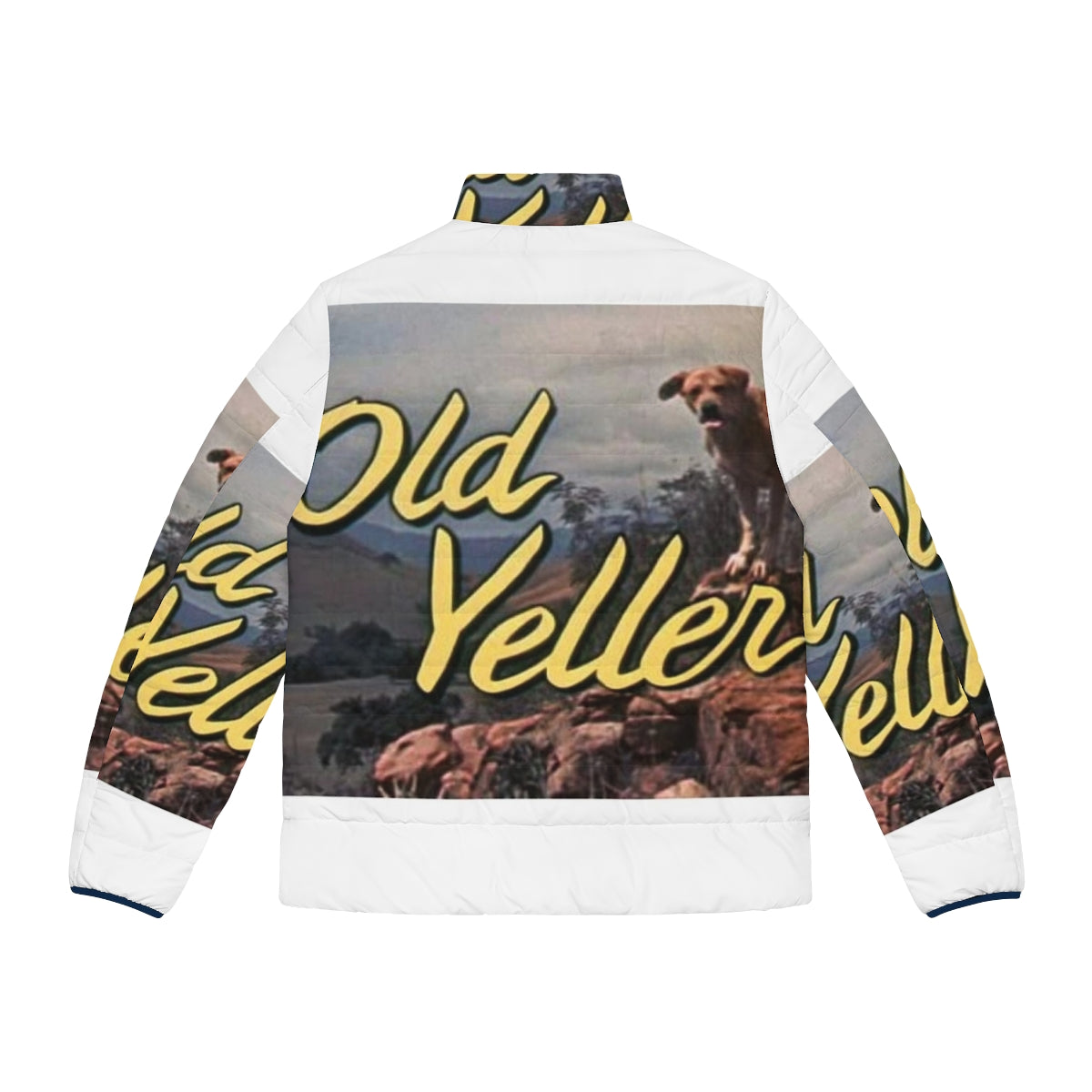 Old Yeller puffer jacket featuring a stylish and unique design - Back