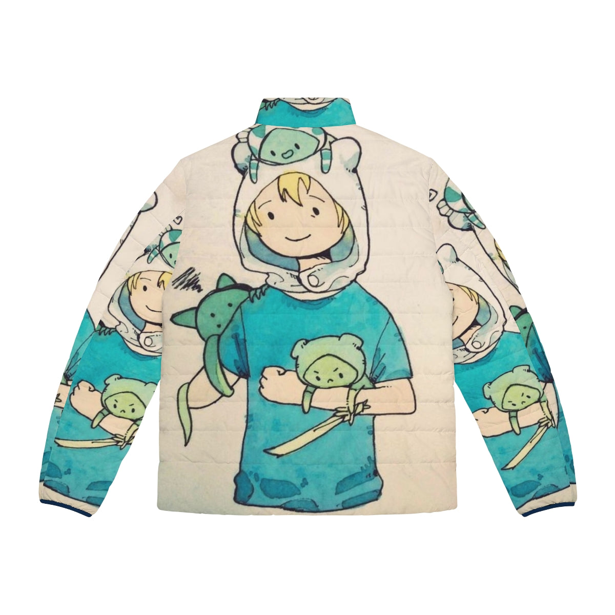 Fallout vaporwave puffer jacket featuring a cute and humorous vault boy design - Back