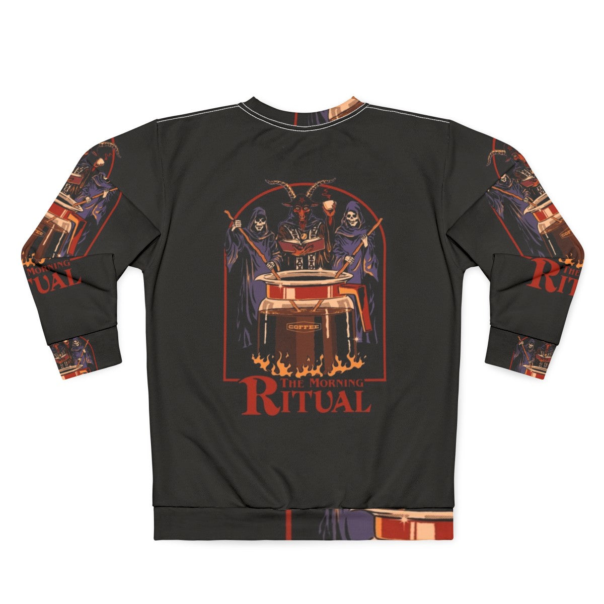 Retro "Morning Ritual" sweatshirt featuring gothic, caffeine-inspired design - Back