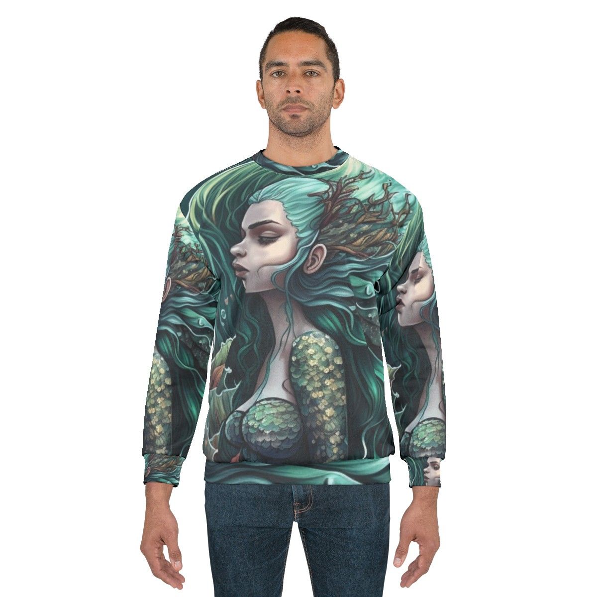 Sweatshirt featuring enchanting mythical sea creatures - men