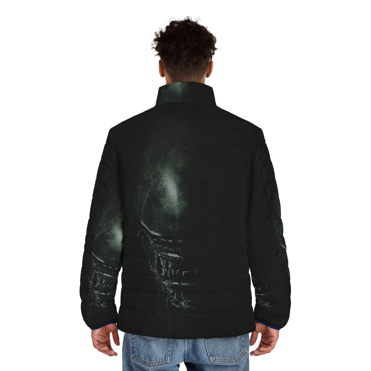 Alien Puffer Jacket - Minimalist sci-fi inspired outerwear - men back