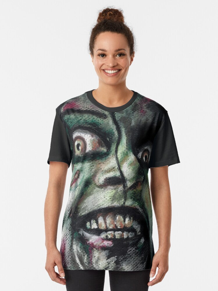 The Evil Dead cult classic horror movie graphic t-shirt featuring Mia and the possessed deadites - Women