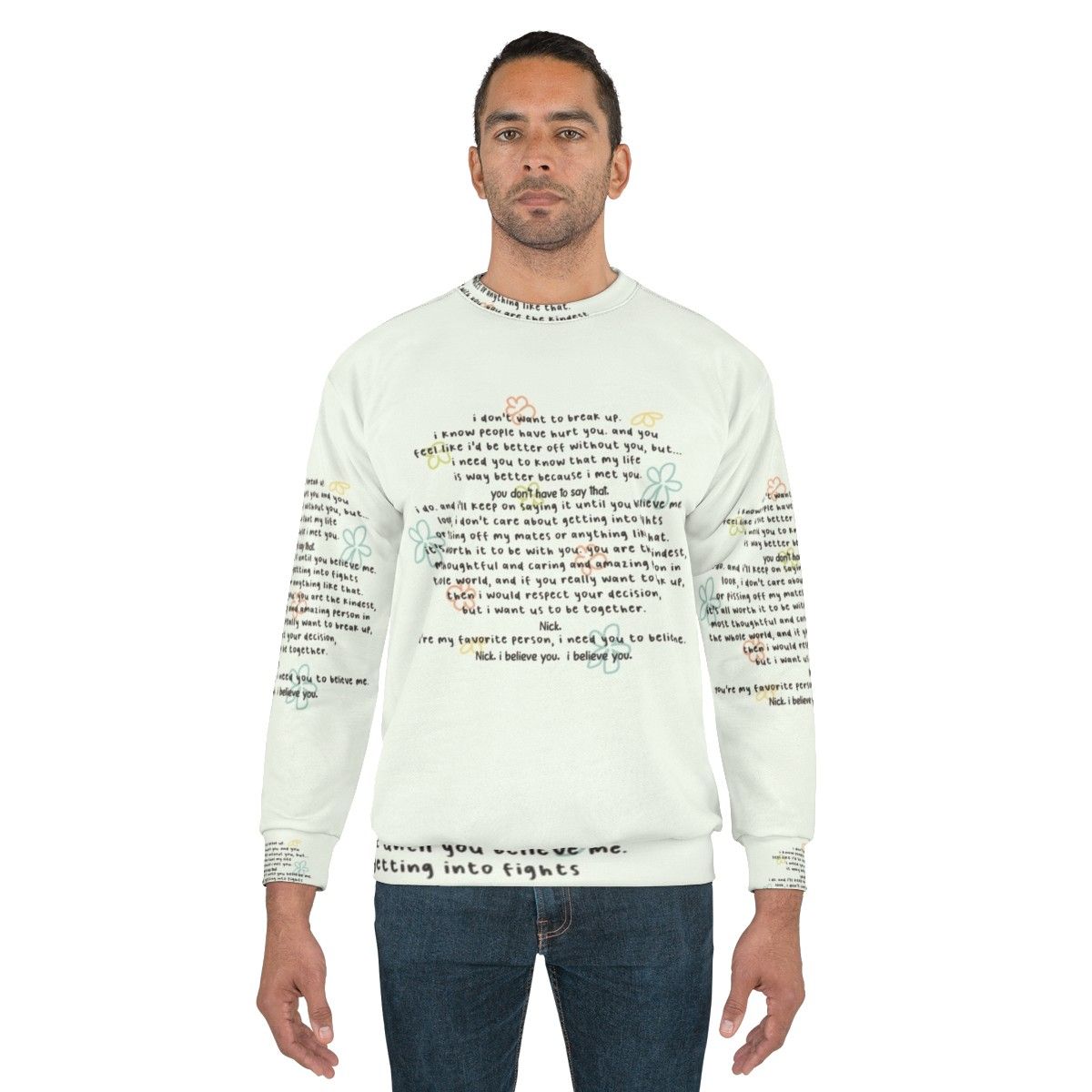 Heartstopper inspired sweatshirt with "My Life Is Way Better Because I Met You" graphic design - men