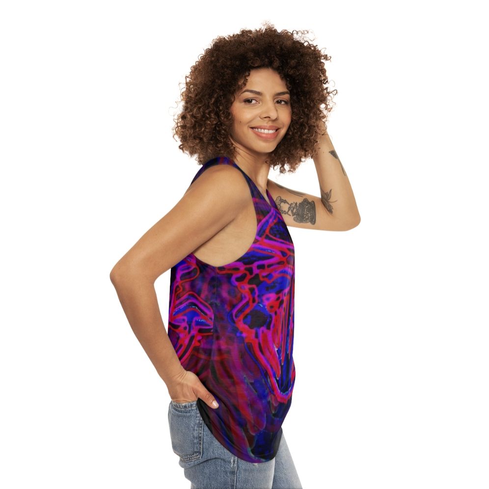 Neon shrooms glow-in-the-dark unisex tank top - women side