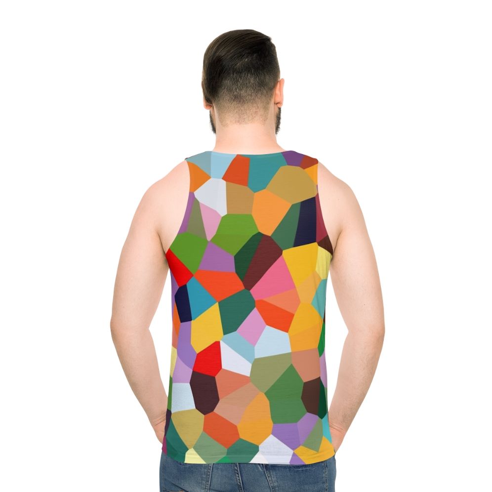 Voronoi Unisex Tank Top with Abstract Geometric Design - men back