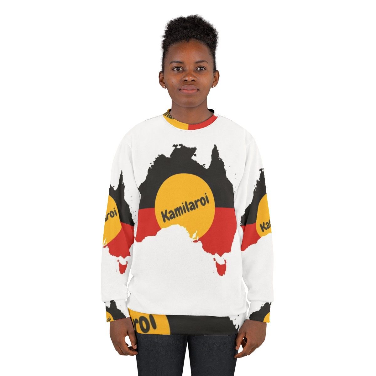 Kamilaroi Aboriginal Australian Sweatshirt featuring indigenous Australian art and culture - women