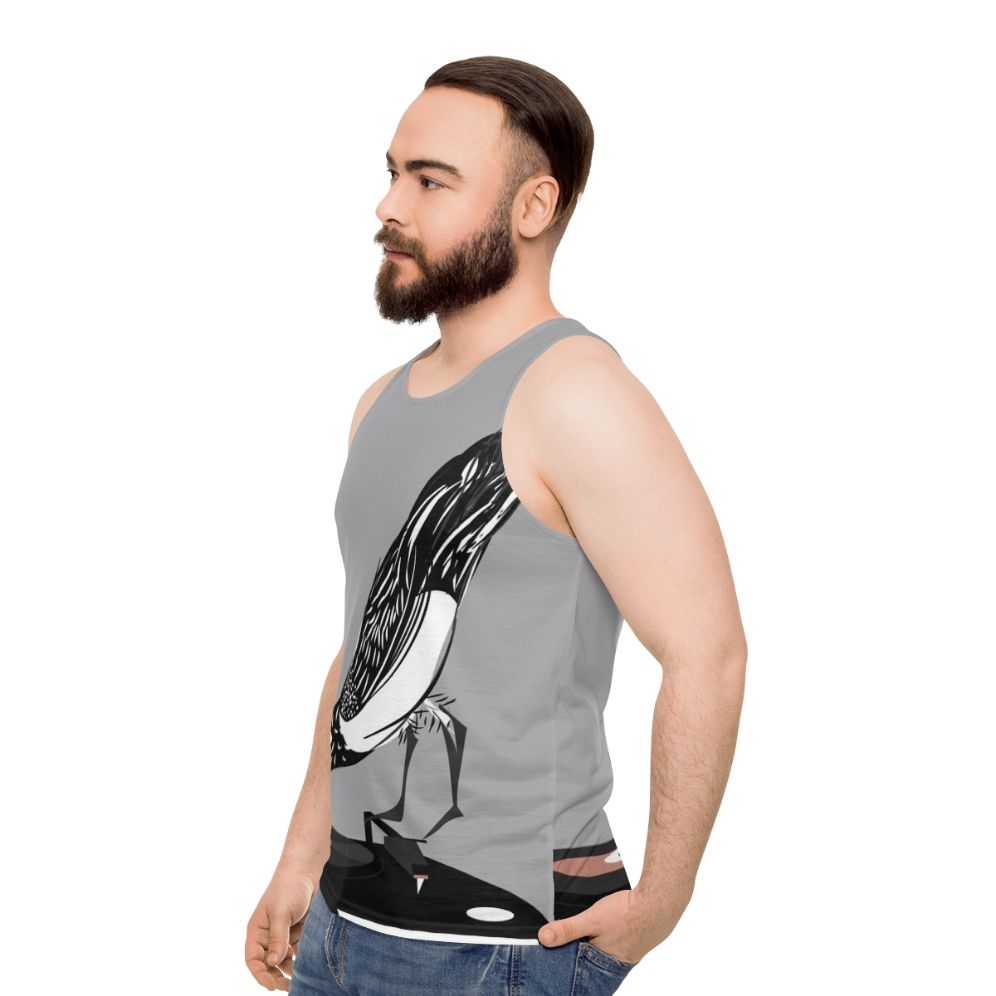 Dj Magpie Unisex Music Disc Vinyl Record Tank Top - men side