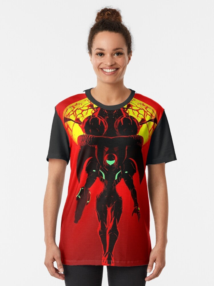 Metroid Samus Aran character graphic on a t-shirt - Women