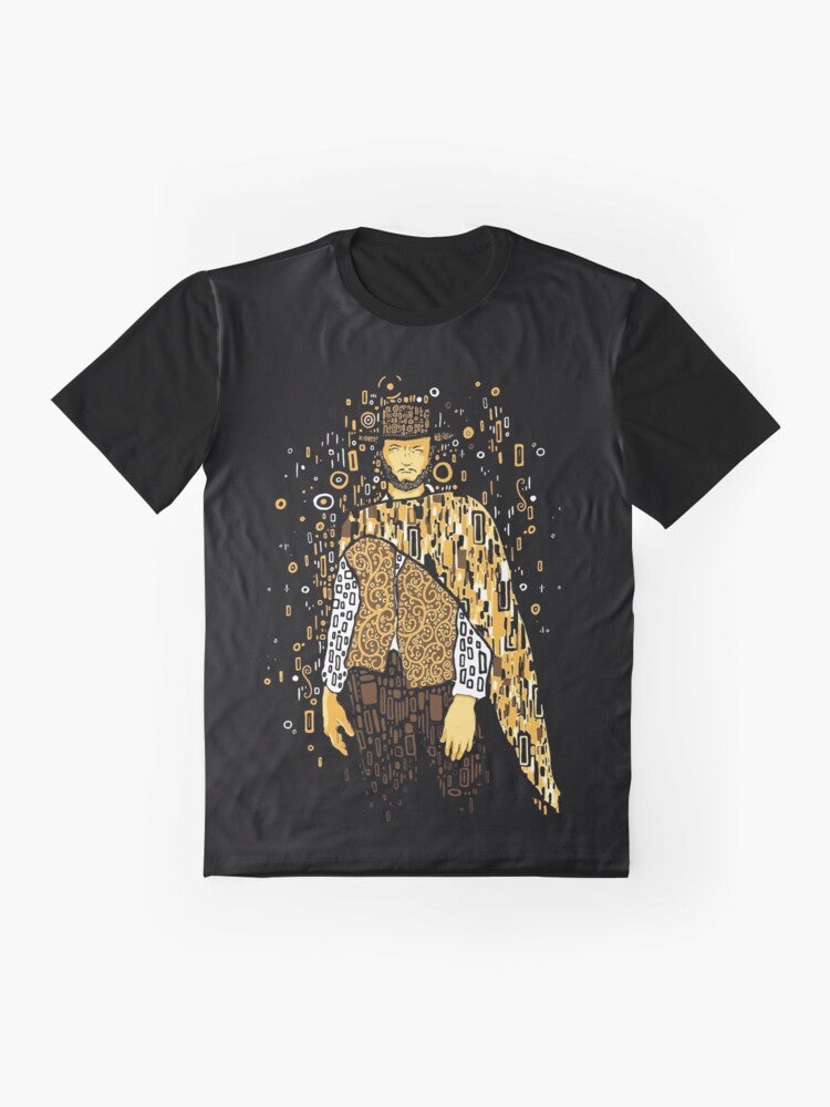 Klimt Clint Eastwood Art Nouveau Graphic T-Shirt featuring a vintage-inspired design - Flat lay