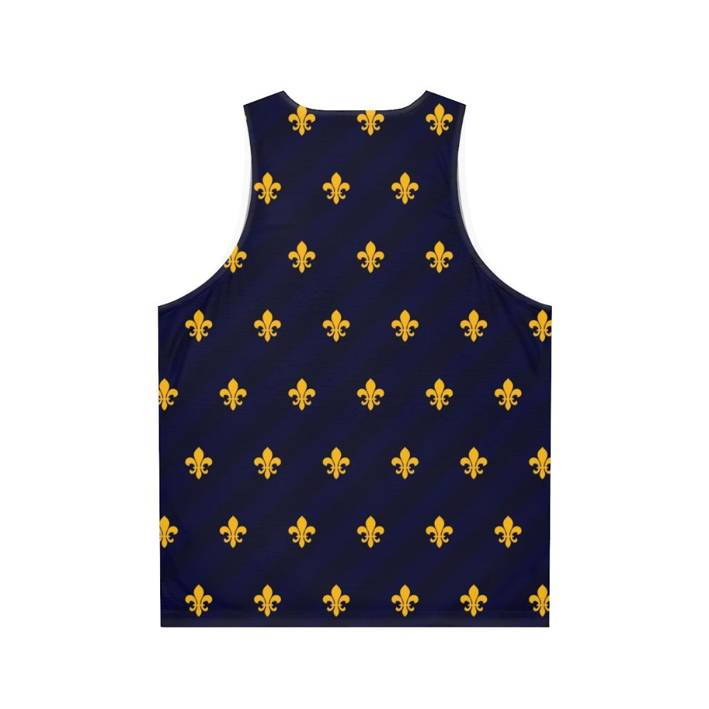 Fleur de Lys Gold Blue Unisex Tank Top - Back