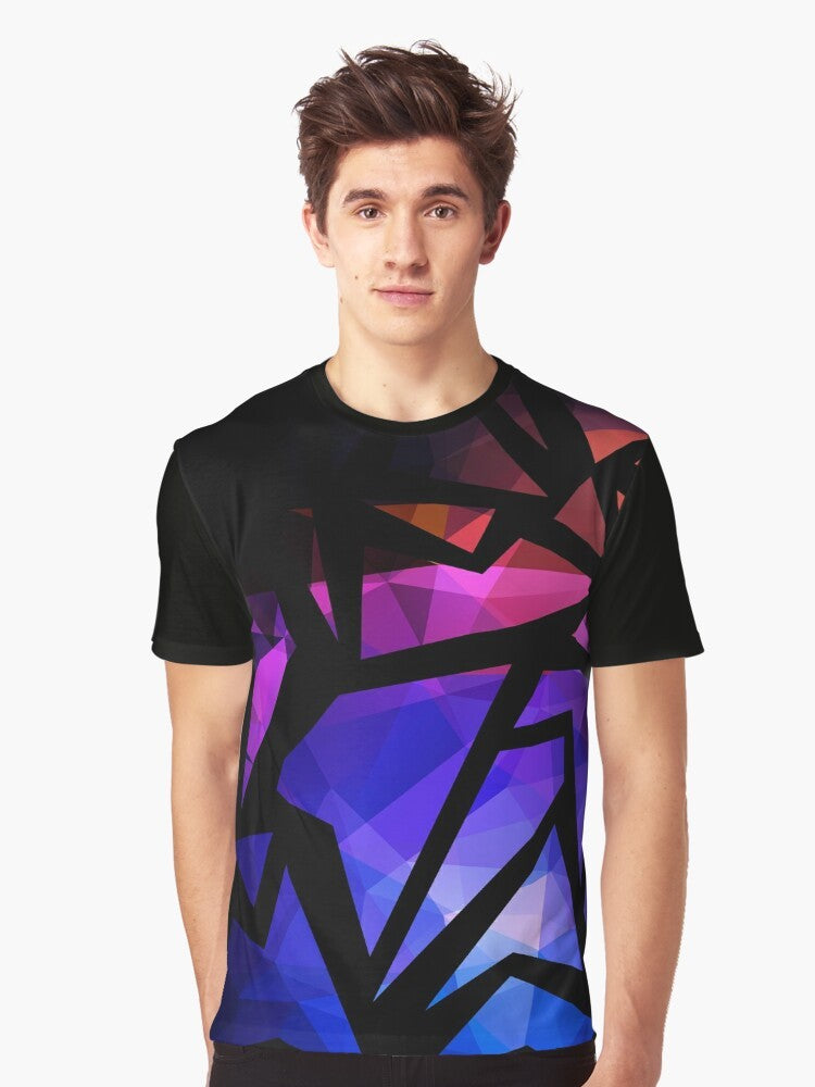 Abstract geometric polygon and triangle design on a graphic t-shirt - Men