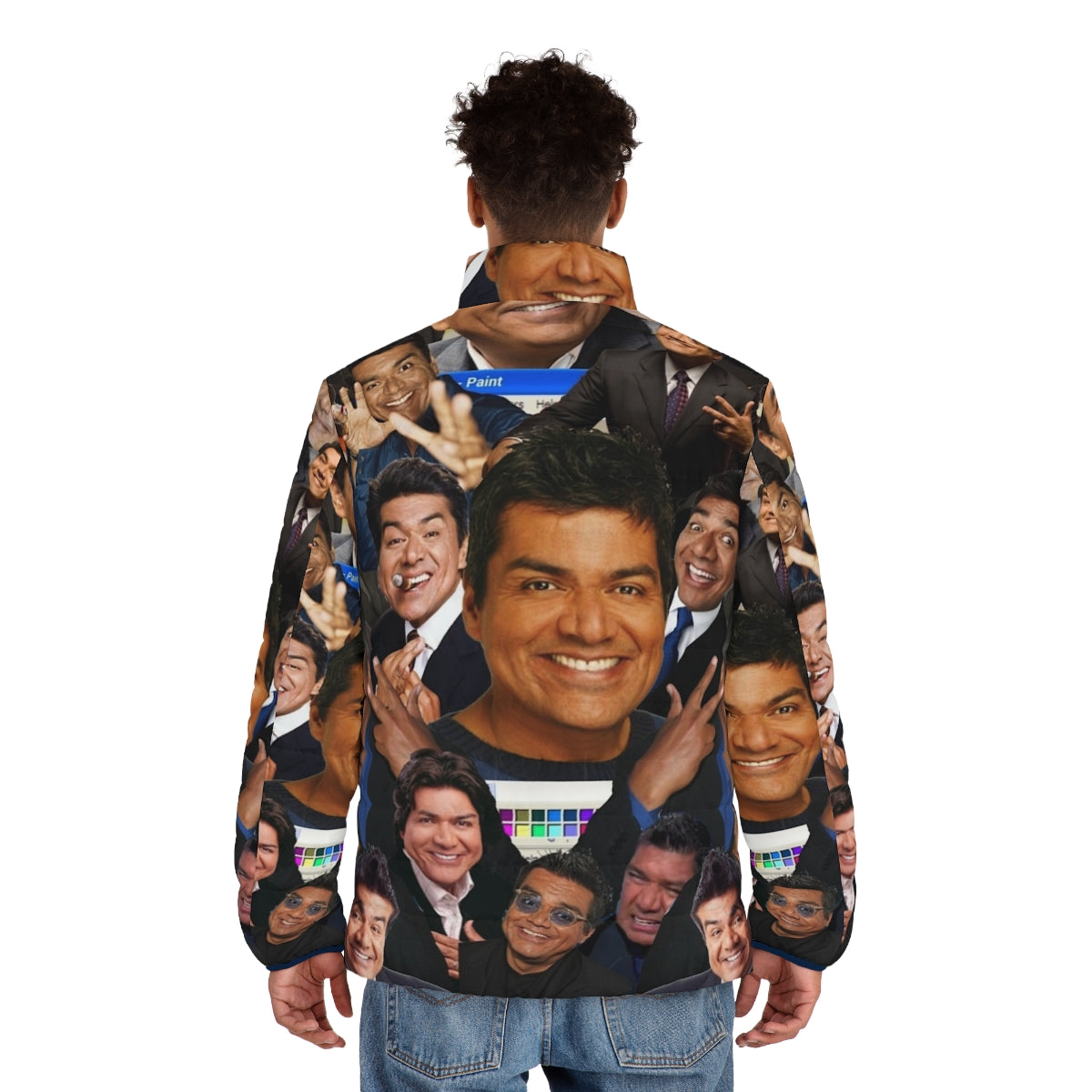 George Lopez 3.0 Puffer Jacket with Vaporwave and Windows XP inspired graphics - men back