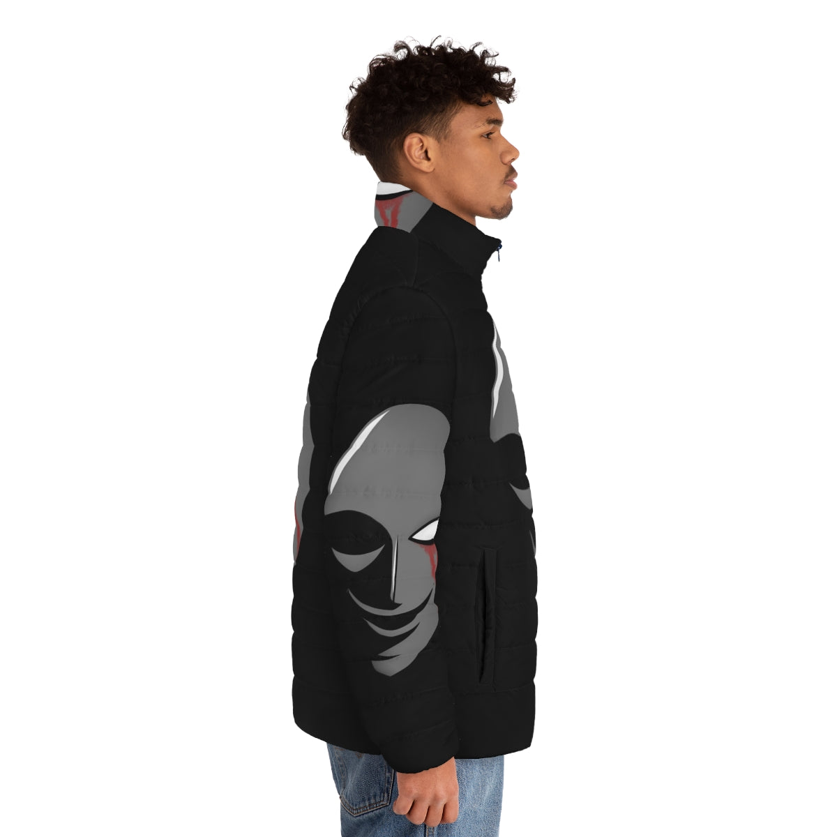 Castlevania Carmilla inspired puffer jacket with gothic and anime elements - men side right