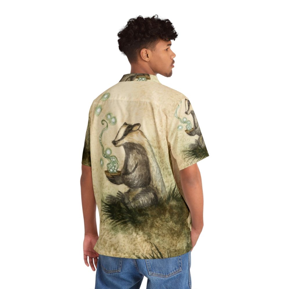 Badger Magick Hawaiian Shirt with Whimsical Fairy and Forest Design - People Back