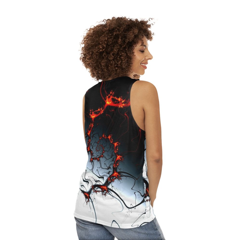 Burning fractal spiral design on unisex tank top - women back