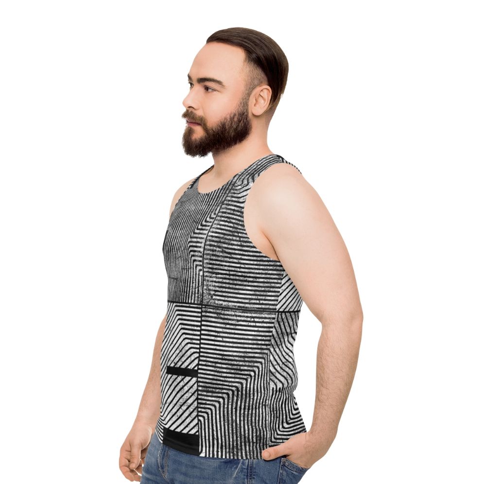 Unisex tank top with abstract geometric design - men side