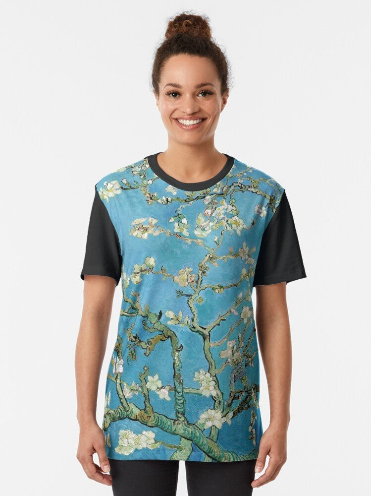 Vintage Impressionist T-Shirt Featuring Van Gogh's Almond Blossom Painting - Women