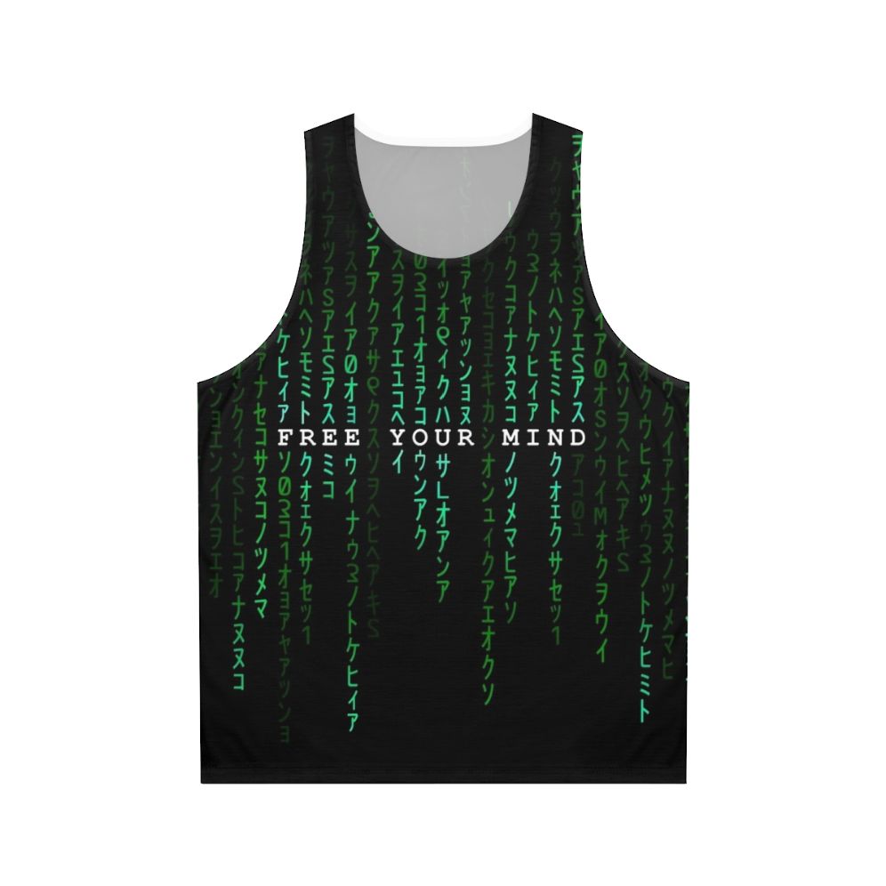 Matrix inspired digital rain design unisex tank top