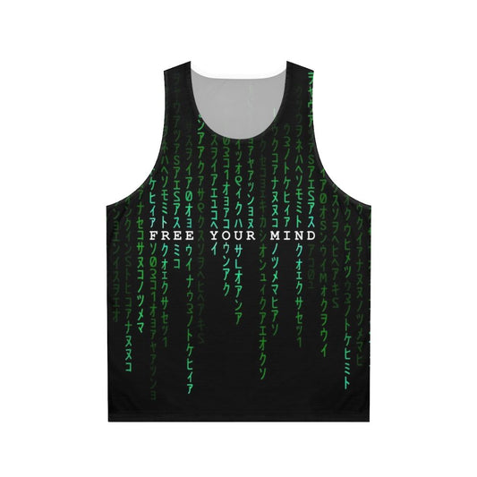 Matrix inspired digital rain design unisex tank top