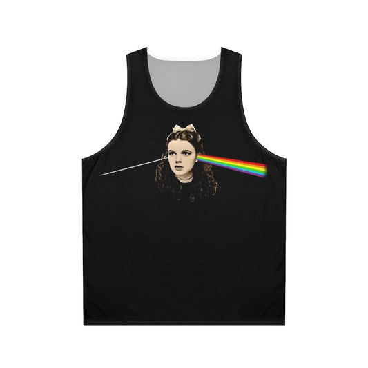 Unisex tank top featuring a 'Dark Side of the Rainbow' design inspired by The Wizard of Oz and Pink Floyd