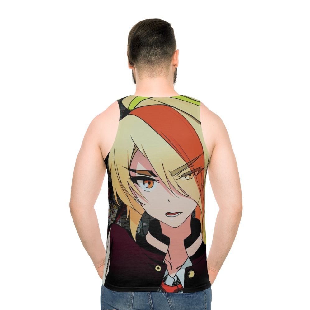 Nikaidou Saki Unisex Tank Top with Zombie Anime Graffiti Design - men back