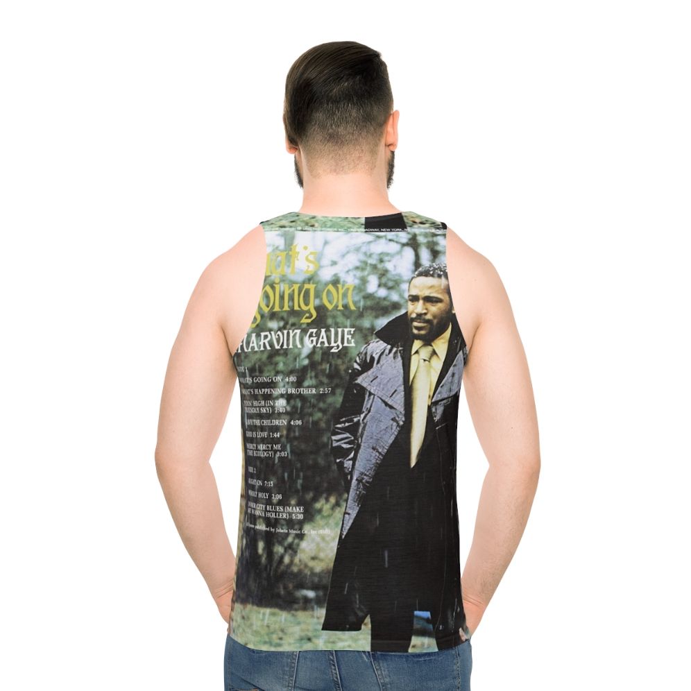 Unisex tank top with retro music and vintage style - men back