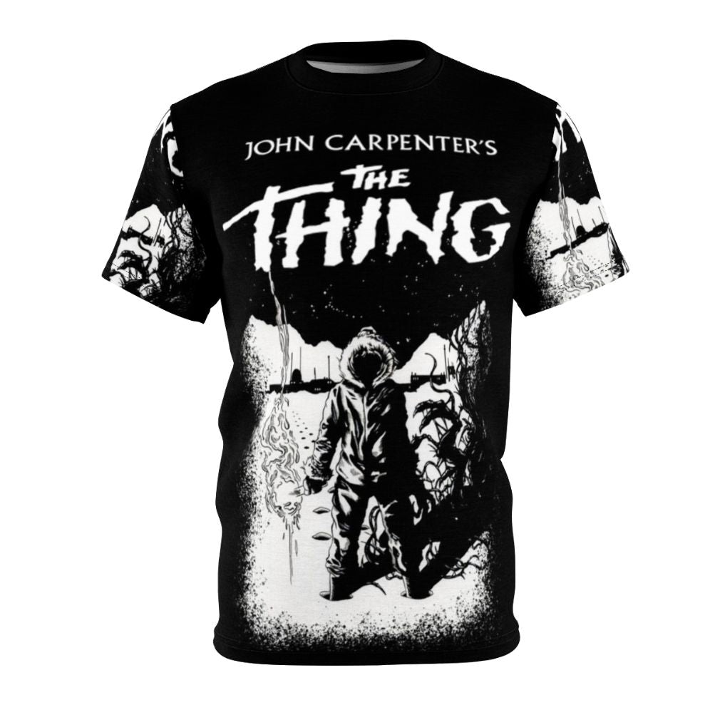 Vintage-style t-shirt inspired by the 1982 cult classic horror film "The Thing" directed by John Carpenter