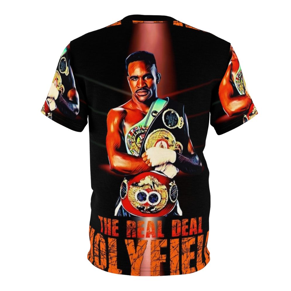 Evander Holyfield inspired boxing t-shirt, featuring a portrait of the legendary heavyweight champion - Back