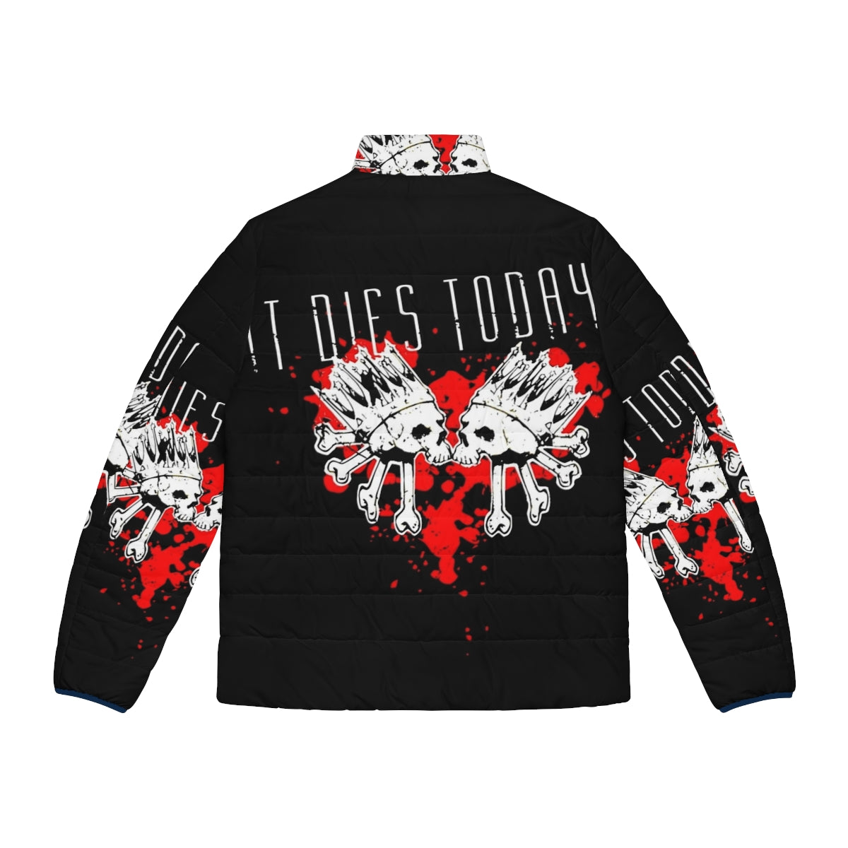 It Dies Today Heart Skulls Metalcore Puffer Jacket - Back