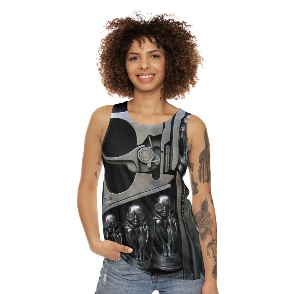 HR Giger inspired sculpture unisex tank top - women