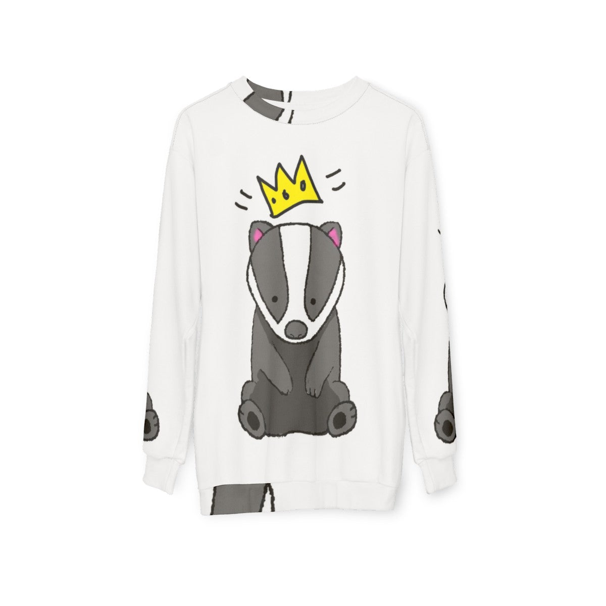 "King of the Badger" Chunt sweatshirt featuring the shapeshifting character from the Hello from the Magic Tavern podcast - hanging