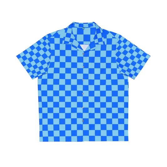 Baby Blue and Brandeis Blue Checkered Hawaiian Shirt