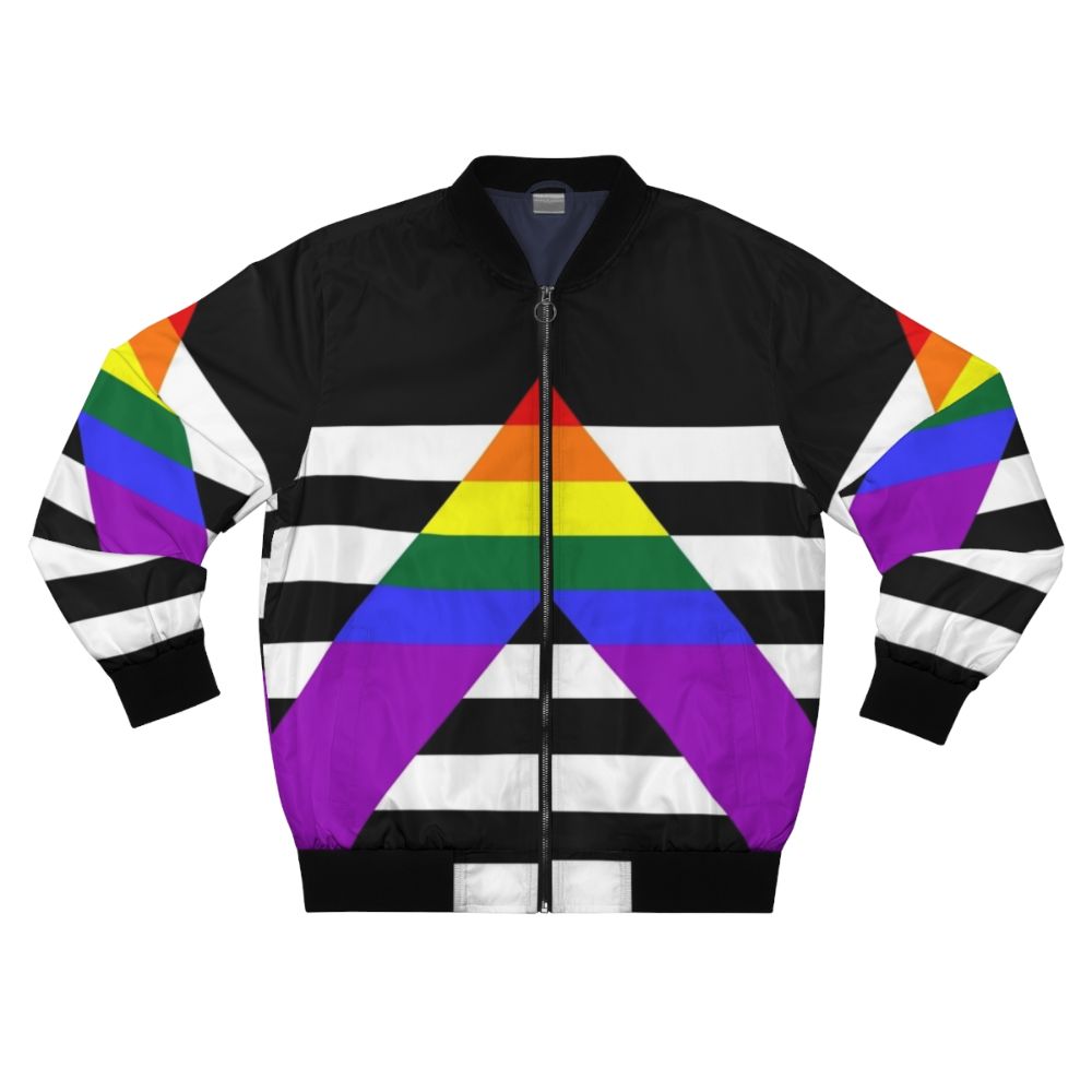 Straight Ally Pride Flag Bomber Jacket with Rainbow Design